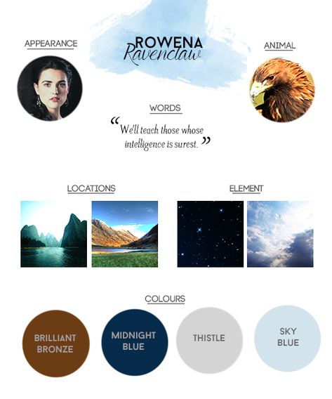 The founders of Hogwarts Ravenclaw Aesthetics, Rowena Ravenclaw, Hogwarts Founders, Aesthetic Color Palette, Harry Potter Colors, Ravenclaw Pride, Ravenclaw Aesthetic, Harry Potter Ravenclaw, Harry Potter Houses