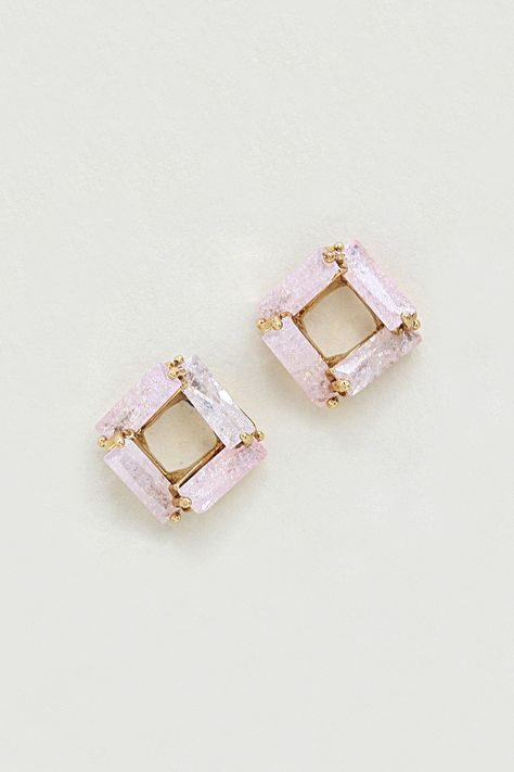 Taylor Earrings in Sugared Aspen CZ Clothes Casual, Buy Earrings, Earrings Accessories, Cz Earrings, Square Earrings, Lovely Earrings, Pink Earrings, Pink Quartz, Hippie Chic