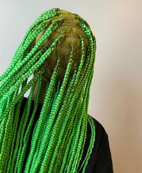 Green Braids Hairstyles, Green Knotless Braids, Green Knotless, Green Braids, Braided Ponytails, Braid Game, Butterfly Braid, Color Flow, Ombre Braid