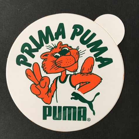 “Prima Puma” sticker - Fonts In Use Explore Logo, Vintage Puma, Puma Logo, Retro Logos, Porsche Logo, Vintage Advertisements, Retro Poster, Wall Collage, Vehicle Logos