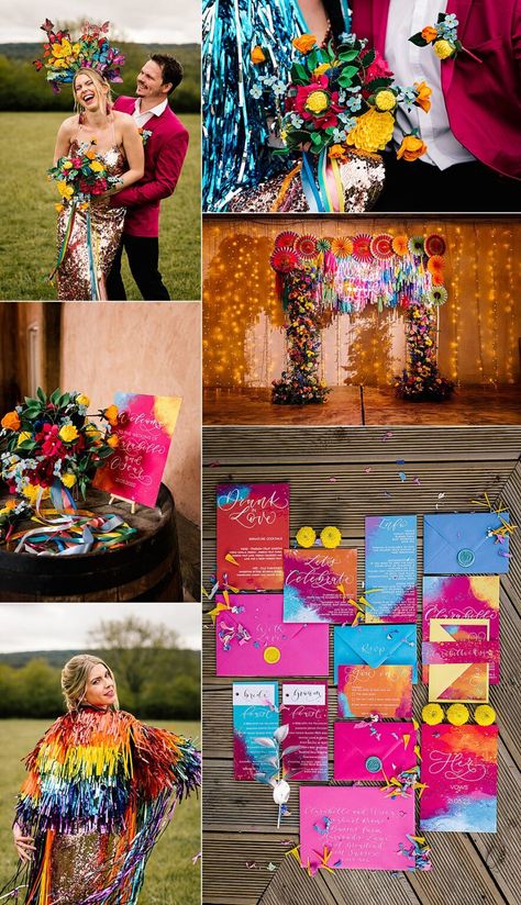 78 Wedding Colour Ideas To Create YOUR Dream Colour Scheme Pig Photography, Colour Palette Ideas, Rainbow Festival, Paint Color Wheel, Gala Ideas, Dusky Blue, Rainbow Wedding, Wedding Branding, Wedding Colour