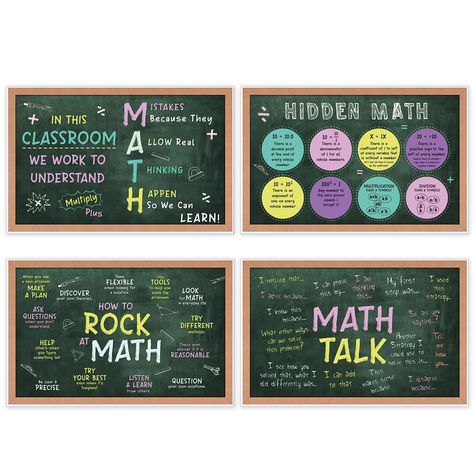 PRICES MAY VARY. Premium Material: Our posters measure 11” x 17” (28cm x 43.2cm). Printed on 250 GSM Silky Matt paper, these posters offer a high-quality finish that enhances the visual appeal of your classroom decor. Easy To Hang On Walls: Our posters are unframed. They are printed on thick and durable paper, so the prints are easy to hang on a wall or bulletin board using pins, tape or magnetic magnets. Besides, you can frame the poster according to your preference and hang them anywhere you w High School Math Classroom Decorations, Math Classroom Wall, School Wall Decoration, Posters For Classroom, Math Bulletin Boards, High School Math Classroom, Math Posters, Math Classroom Decorations, Creative Math