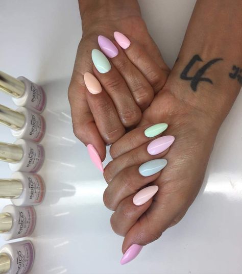 Acrylic Nails Stiletto, Nagellack Trends, Nagel Tips, Nail Idea, Colorful Nail Designs, Easter Nails, Rainbow Nails, Summer Nails Colors, Pastel Nails