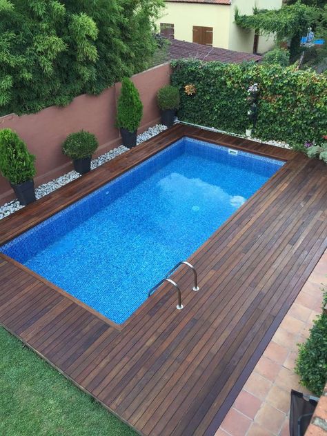 Small Inground Pool Ideas, Small Pool Ideas, Small Inground Pool, Kleiner Pool Design, Inground Pool Ideas, Deck Piscina, Kolam Koi, Swimming Pool Decks, Pools Backyard Inground