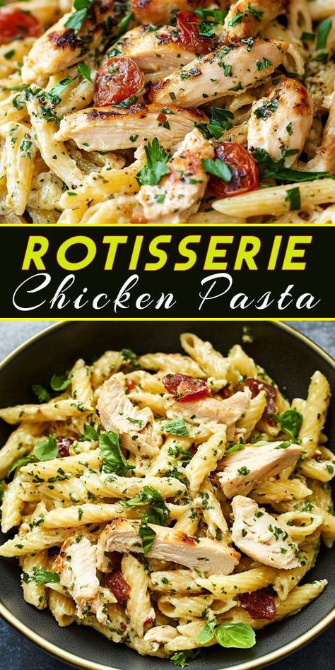 🍝🐓 Whip up this creamy, flavorful Rotisserie Chicken Pasta in no time! Perfect for using leftovers, this one-pot wonder is a family favorite. Ready in 20 minutes, it’s comfort food at its best! 🥰 #ChickenPasta #OnePotMeals #QuickRecipes #FamilyDinnerIdeas ❤️ Cooked Chicken Recipes Leftovers, Rotisserie Chicken Pasta, Rotisserie Chicken Recipes Healthy, Chicken And Pasta Recipes, Chicken Meal Ideas, Weekly Meal Ideas, Rotisserie Chicken Recipes Leftover, Food For 2, Grilled Chicken Breast Recipes