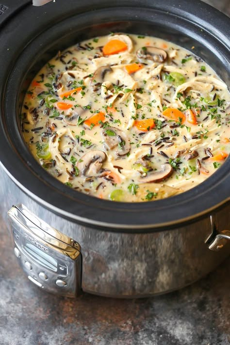 Slow Cooker Kip, Chicken And Wild Rice Soup, Chicken Wild Rice Soup, Crockpot Lasagna, Chicken And Wild Rice, Resep Diet, Wild Rice Soup, Soup Recipes Slow Cooker, Crock Pot Soup