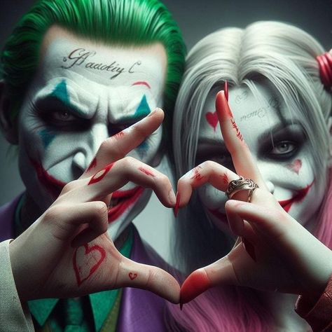 vitin_risada.2 Joker And Harley Tattoo, Joker Y Harley Quinn, Harley Tattoos, Joker Harley Quinn, Harley Quinn Tattoo, Sign Of Love, Harley And Joker Love, The Joker Illustration, Joker Halloween