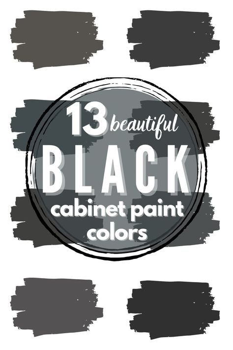 13 Best Black Kitchen Cabinet Paint Colors + Tips Black Cabinet Paint Color Benjamin Moore, Tile For Black Cabinets, Best Black Paint Color For Kitchen Cabinets, Charcoal Black Kitchen Cabinets, Raven Black Paint Color, Black Kitchen Cabinet Paint Colors, Best Black Kitchen Cabinet Color, Best Black Cabinet Paint Colors, Midnight Oil Cabinets