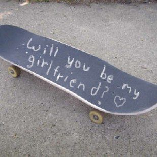 Seriously, writing it out seems to be quite charming. | 17 Sickeningly Romantic Ways To Ask Out Your Crush Be My Girlfriend, Will You Be My Girlfriend, Skate Aesthetic, Skateboard Aesthetic, Skater Vibes, Ask Out, Skater Boys, Skater Aesthetic, Skater Boy