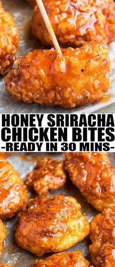 Baked Honey Sriracha Chicken, Pickled Snacks, Sriracha Recipes, Honey Sriracha Sauce, Honey Sriracha Chicken, Sriracha Chicken, Quick And Easy Appetizers, Chicken Pieces, Sriracha Sauce