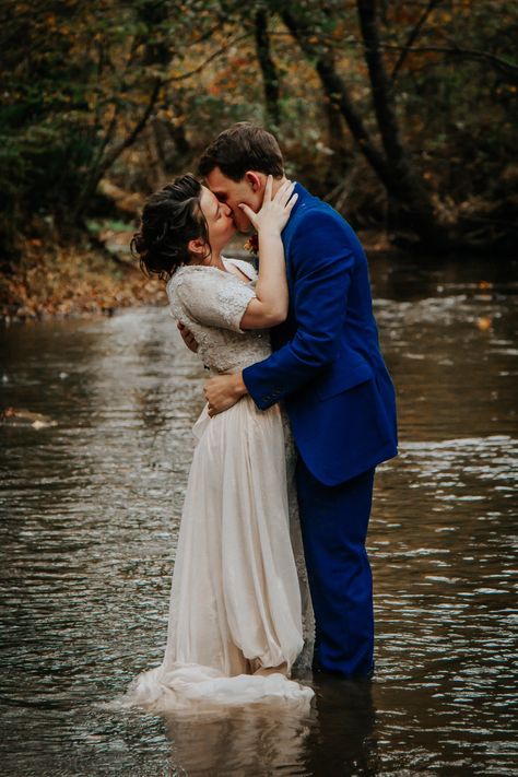 Creek Wedding Photos, Cades Cove Wedding, River Wedding Photos, Dream Elopement, Wedding Dirndl, Renewing Vows, Photography Water, Fall Wedding Photos, Creek Wedding