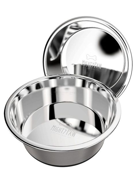 Mighty Paw Stainless Steel Dog Bowls (2 Pack) | Non-Slip Rubber Bottom and No Spill Design. Dishwasher Safe Metal Food & Wate Stainless Steel Dog Bowls, Dog Water Bowls, Cat Food Bowl, Pet Breeds, Stainless Steel Bowls, Wet Dog Food, Feeding Time, Dog Bowl, Water Bowl