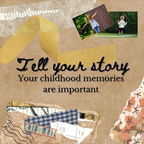 Tell Your Story in a Scrapbook because your childhood memories are important for you and for future generations. Create a memory album to capture your childhood stories.  Journal prompts to get you started. Scrapbook Childhood Memories, Journaling Memories, Memory Journals, Good Sister Quotes, Journaling Tips, What To Write About, Family Story, Childhood Stories, Work On Writing