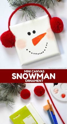 Handmade Christmas Gifts From Children, Canvas Snowman, Kids Crafts Ornaments, Handmade Christmas Gifts Diy, Christmas Crafts For Toddlers, Christmas Gifts To Make, Christmas Crafts For Kids To Make, Canvas Diy, Christmas Crafts To Make