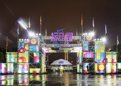 Stage Scaffolding Set Design, Festival Entrance Design, Festival Gate Design, Festival Entrance, Event Entrance Arch Design, Event Entrance Design, Entry Arch, Scaffolding Design, Gate Event