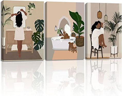 Women Office Decor, Art Black Women, African Women Art, Home Decor For Living Room, Poster Home Decor, Wall Art Black, American Woman, Living Room Diy, Painting Bathroom