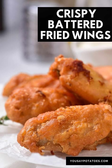 Battered Fried Wings Wing Batter Recipe, Beer Battered Chicken Wings, Battered Fried Chicken, Fried Wings Recipe, Beer Battered Chicken, Breaded Wings, Breaded Chicken Wings, Fried Breaded Chicken, Crispy Fried Chicken Wings