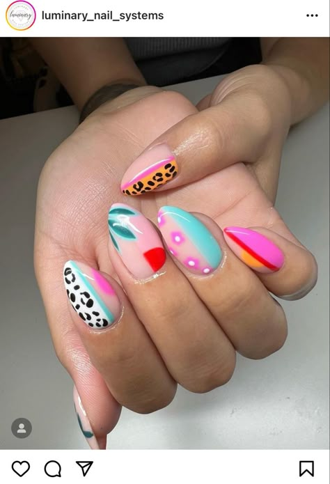 Jungle Nails Design, Easter Nail Ideas Spring, Easter Nails Designs, Mix Nails, Safari Nails, Summer Nails Art Designs, Summertime Nails, Easter Nail Ideas, Summer Nails Coffin