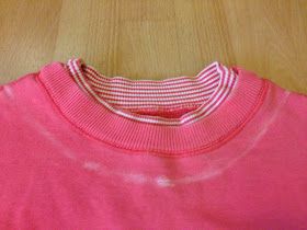 Knit Nat: Quick Craft! -- How to Undorkify a Sweatshirt Sweatshirt Neckline Refashion, Cut Sweatshirt Neck, Diy Sweatshirt Refashion, Cut Off Sweatshirt, Redo Clothes, Altered Clothes, Shirt Makeover, Sweatshirt Makeover, Sweatshirt Refashion