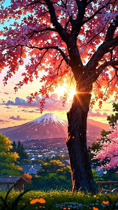 Anime Scenery Backgrounds, Beautiful View Wallpaper, Wallpaper View, Dreamy Artwork, View Wallpaper, Dreamy Landscapes, Anime Backgrounds Wallpapers, Beautiful Locations Nature, Cool Wallpapers Art