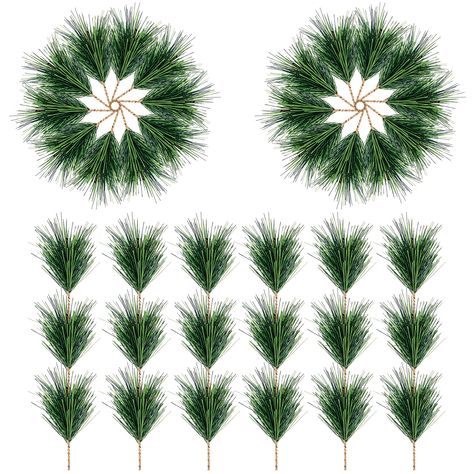 PRICES MAY VARY. 1.MATERIAL: made of high quality plastic and wire( plastic leaves),which is durable and can be exposed to the sun and rain, easy to take care of and they can be a perfect decoration for a long time. SUITABLE SIZE: the size of this artificial pine needles is: 4.0 x 2.0 Inch ,and each pine needle have three branches ,perfect size suitable for both indoor and outdoor decoration. GREAT DECORATION:These artificial pine needles can match any christmas-themed decorations, such as Chris Julkransar Diy, Jul Diy, Garland Wreath, Diy Christmas Garland, Neutral Christmas Decor, Wreath Making Supplies, Christmas Decorations Wreaths, Wreath Home Decor, Floral Picks