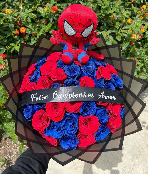 amscreations | i hope this helps🥰 lmk if you have any questions⬇️ • • • #florist #bouquet #rosebouquet #sandiegoflorists #roses #explor #explorepage... | Instagram Spiderman Bouquet, Bouquet For Him, Cute Bouquets, Ribbon Rose Bouquet, Flowers Money, Hello Kitty And Spiderman, Girlfriend Proposal, Ribbon Rose Bouquets, Man Bouquet