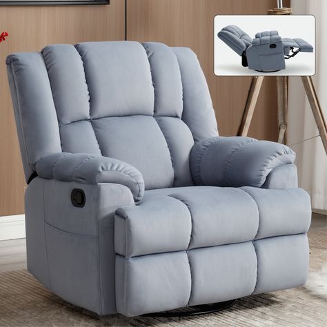 Buy Recliner Chairs for Adults,Oversized Manual Rocking Recliner Chair with Side Pocket for Living Room,Overstuffed Large Upholstered Swivel Glider Single Sofa,Blue at Walmart.com Rocking Recliner, Manual Recliner Chair, Swivel Rocking Chair, Swivel Rocker Recliner Chair, Swivel Recliner Chairs, Power Recliner Chair, Recliner Chairs, Swivel Recliner, Single Sofa Chair