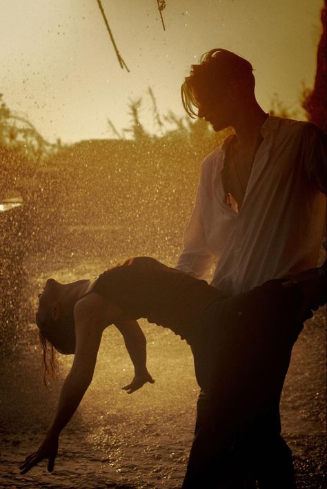 I really like this photo and the scenery. Its really cool how they dance in the rain. 60s Dance Aesthetic, Man And Woman Dancing Aesthetic, Partner Dance Aesthetic, Bachata Dance Aesthetic, Relationship Dancing, Bachata Aesthetic, Women Dancing Together, Ballroom Dancing Aesthetic, Passion Aesthetics