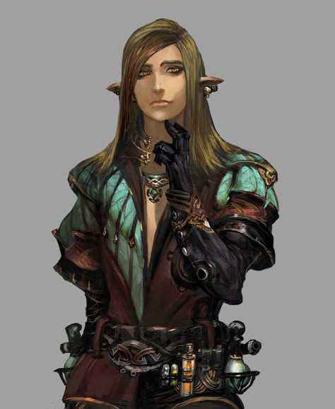 ✧ #characterconcepts ✧ Elf Race - Stranger of Sword City [RPG] Dnd Scientist, Elf Scientist, Elf Characters, Female Elf, Elf Art, Racing Art, Male Character, Dungeons And Dragons Characters, High Fantasy