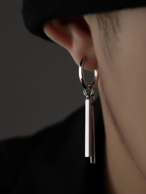 Silver Earrings, Collar, Silver, Black