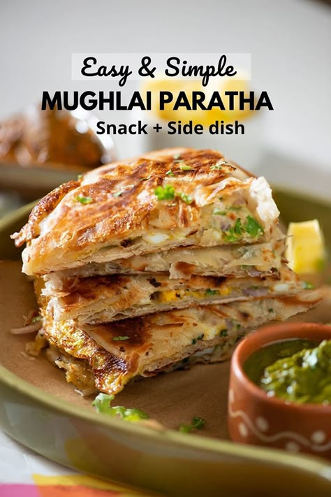 Mughlai Paratha recipe Paratha Photography, Mughlai Recipes, Bengali Foods, Mughlai Paratha, Indian Lunch Recipes, Indian Sides, Bangladeshi Recipes, Bengali Recipe, Stuffed Paratha