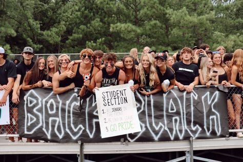 Senior Black Out Day, Rockstar Football Game Theme, Paint Up Football Game Theme, Students Section Themes, White Out Basketball Game Outfit, Rowdy Crowd Themes, Black Out Ideas For Football Games, Black Out Fnl Theme, High School Sports Game Themes