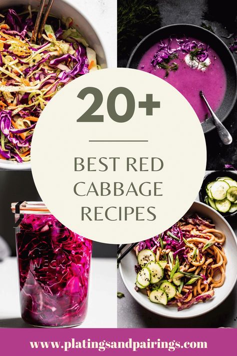 Here’s a look at 15+ of the MOST flavorful red cabbage recipes that are sure to tantalize your taste buds. Soups, salads, slaws and more! Cabbage Recipes Easy, Red Cabbage Soup, Roasted Red Cabbage, Red Cabbage With Apples, Daniel Diet, Pickled Red Cabbage, Red Cabbage Recipes, Red Cabbage Salad, Keto Sides