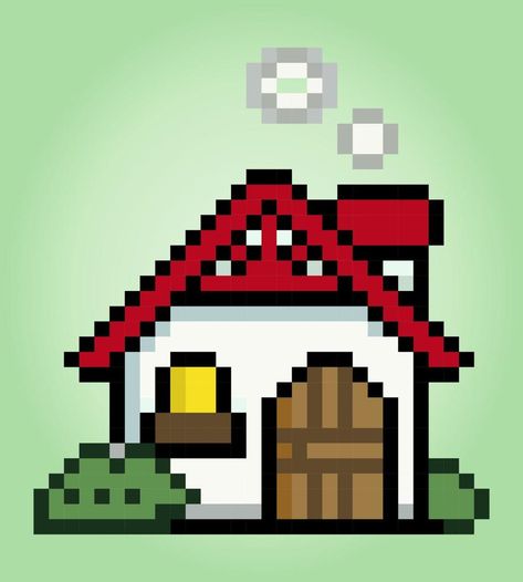 8 bit pixels little house. Home sweet homes for game assets and cross stitch patterns in vector illustrations. Pixel House Game, Home Pixel Art, Pixel Art House, Doodles Games, Dark Iphone Backgrounds, Home Vector, Pixel Icons, Game Making, House Template