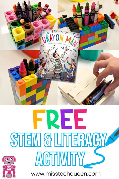 Stem Bin Ideas, Crayon Stem Activities, Stem Projects For Kindergarten, Storybook Stem Activities, The Crayon Box That Talked Activities Preschool, Kindergarten Stem Activities, Day The Crayons Quit Activity, The Days The Crayons Quit Activities, Kindergarten Stem Challenges