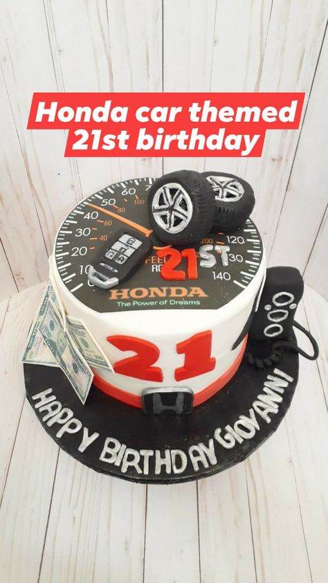 Honda Themed Birthday, Honda Birthday Cake, Honda Cake Ideas, Car Cakes For Men Birthdays, Speedometer Cake, Car Theme Cake For Men, Cake For Car Lover, Boyfriend Birthday Cake Ideas, Boyfriend Birthday Cake