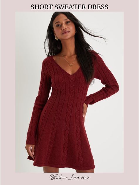 Short Fall Dresses, Burgundy Holiday Dress, Burgandy Sweater, Aliexpress Dresses, Short Sweater Dress, Fall Sweater Dress, Sweater Mini Dress, Red Sweater Dress, Lulu Fashion