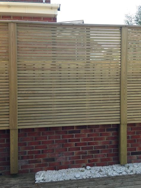 Venetian Fence, Different Types Of Fences, Fence Toppers, Timber Battens, Contemporary Garden Design, Front Fence, Outdoor Privacy, Timber Deck, Contemporary Garden