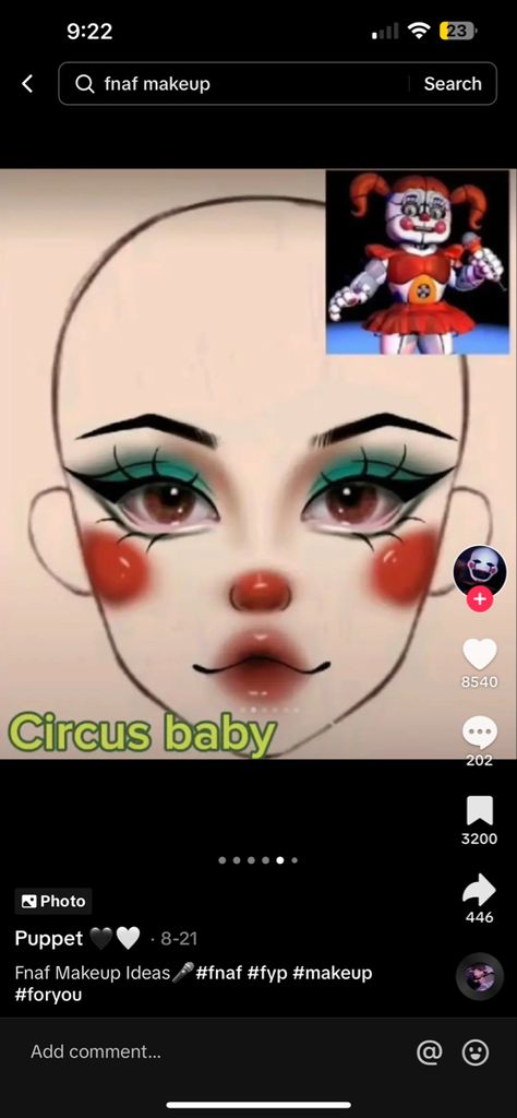 Fnaf Makeup Ideas, Circus Baby Makeup, Fnaf Makeup Looks, Fnaf Costume Ideas, Fnaf Inspired Makeup, Fnaf Halloween Costumes, Fnaf Costume For Kids, Circus Baby Cosplay, Silly Makeup