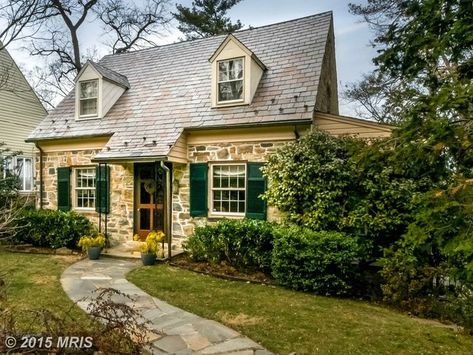 Greater Alexandria 'WOW' House: Charming Stone Cape Cod Cottage | Greater Alexandria, VA Patch Cape Cod Exterior, Cape Cod House Exterior, Cape Cod Home, Cape Cod Cottage, Cape Cod Style House, Farm House Colors, Cape Cod House, Alexandria Va, Stone Cottage