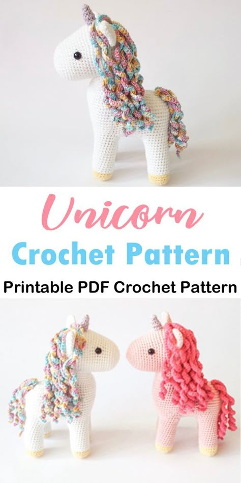 Crochet Unicorn Pattern Free, Unicorn Crochet Pattern, Crochet Pony, Stuffed Unicorn, Amigurumi Unicorn, Crochet Unicorn Pattern, Unicorn Crochet, Confection Au Crochet, Toy Crochet