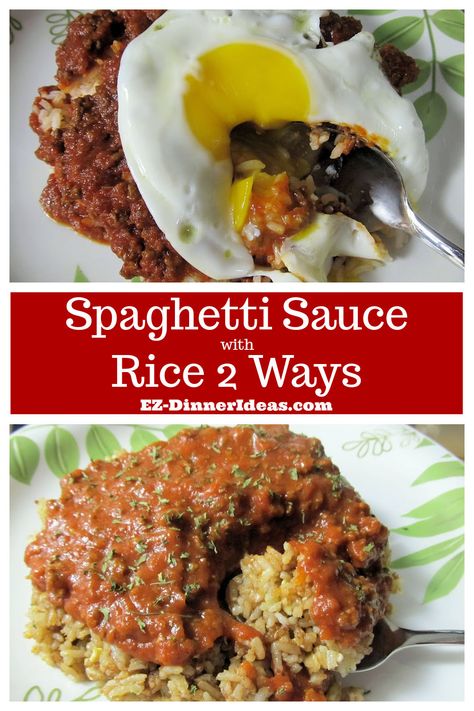 Recipes for Leftover Spaghetti Sauce with Rice 2 Ways What To Make With Spaghetti Sauce, Leftover Spaghetti Sauce Ideas Dinners, Spaghetti Sauce Leftovers Ideas, Leftover Spaghetti Sauce Ideas, Recipes For Leftover Spaghetti, Recipe For Leftover Spaghetti Sauce, Spaghetti Rice, Leftover Spaghetti Sauce, Sauce Ideas