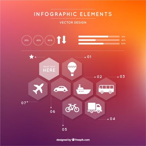 Modern infographic with hexagons Free Vector Restaurant App, Infographic Design Layout, Graphisches Design, Info Graphic, Hexagon Design, Print Layout, Information Design, Infographic Templates, Interface Design