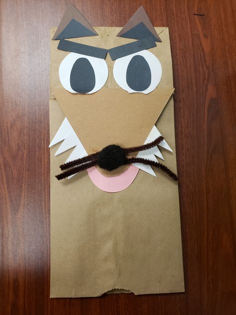 Wolf Paper Bag Puppet, Wolf Puppet Craft, Wolf Puppet Diy, Wolf Preschool Craft, Big Bad Wolf Craft, Wolf Craft For Kids, Wolf Puppet, Wolf Craft, Fairy Tale Crafts