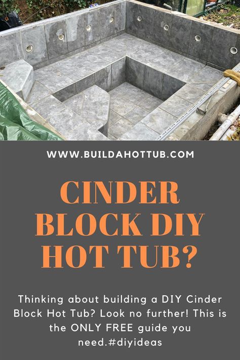 Concrete Block Pool, Cinder Blocks Diy, Awesome Pools, Diy Carpentry, Pool Diy, Hot Tub Designs, Diy Hot Tub, Plunge Pools, Hot Tub Backyard