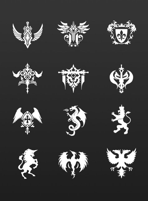 ArtStation - Emblems, JongHyun Kim Symbols Design, Heraldry Design, Cool Symbols, Emblem Design, Game Icons, The Ancient Magus Bride, Magic Symbols, 카드 디자인, Logo Design Typography