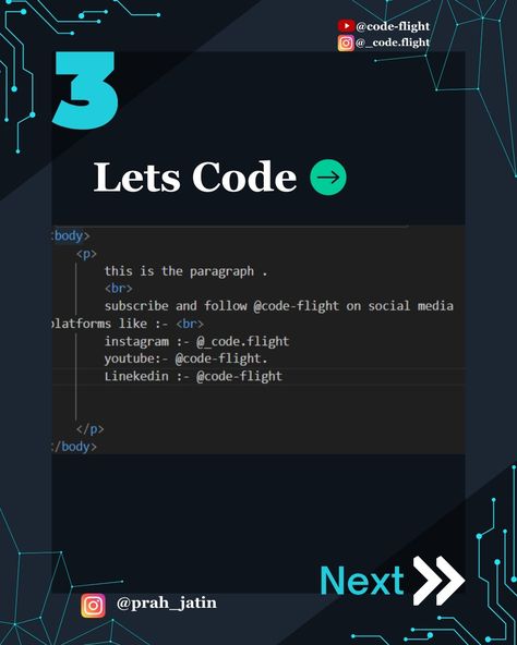 Web development day-11 . Understanding Paragraph in HTML . . . if you find our content informative and knowledgeable , then please share this post and also support us by subscribing and following us on social media platforms like:- 1.) instagram:- https://www.instagram.com/_code.flight 2.) youtube:- https://youtube.com/@code-flight 3.) linkedin :- https://linkedin.com/company/code-flightofficial ' ' tags:- #information #knowledge #coding #programming #webdevelopment #html #internet Coffee Recipes, Social Media Platforms, Social Media Post, Web Development, Programming, Flight, Coding, Internet, Social Media