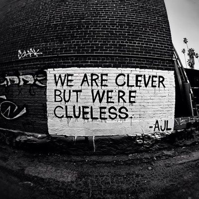 Clever but haven't a clue. Quotes Literature, Graffiti Quotes, Society Quotes, A Brick Wall, Clueless, A Sign, Brick Wall, Beautiful Words, Inspire Me