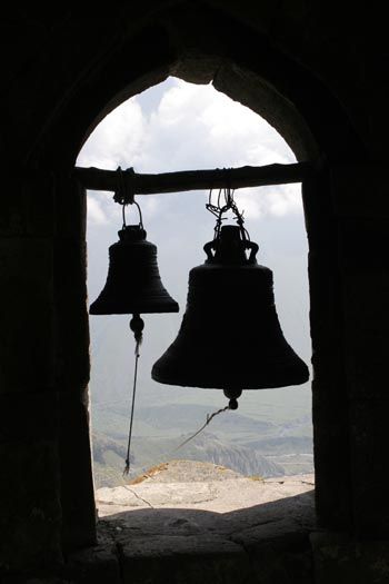 . Kazbegi Georgia, Santorini House, Love Bells, Clown Paintings, Pale Horse, Ring My Bell, Dinner Bell, Country Church, Liberty Bell