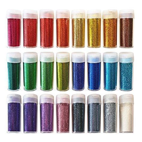 Original Stationery Arts and Crafts Glitter Shake Jars, Extra Fine, 24 Multi color Set Silver Decorations, Vetenskapliga Experiment, Perfect Slime, Rainbow Slime, Galaxy Slime, Making Fluffy Slime, Glitter Ornaments Diy, Glitter Jars, Mini Champagne Bottles